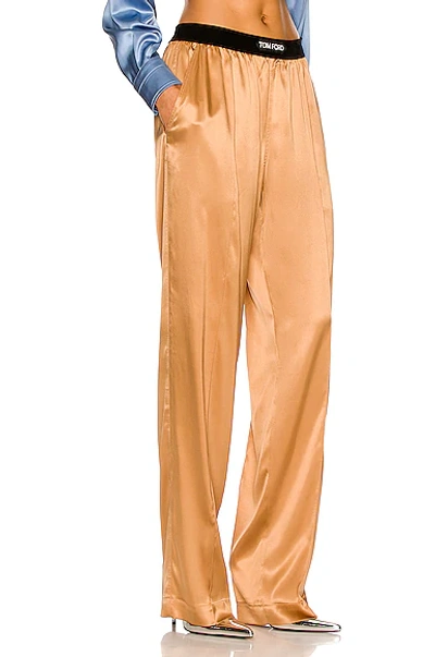 Shop Tom Ford Satin Pant In Bronze