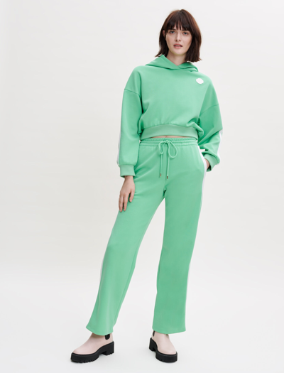 Shop Maje Jogging Bottoms With Contrasting Bands For Spring/summer In Green