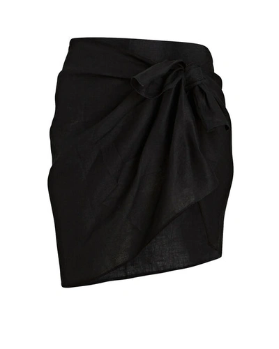 Shop Aexae Linen Mini Pareo In Black