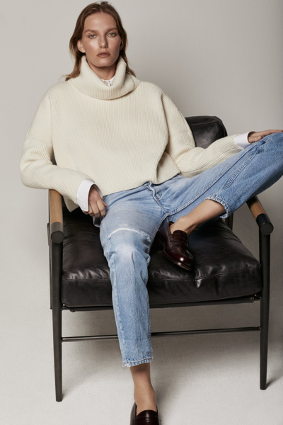 Shop Another Tomorrow Funnel Neck Sweater In Natural
