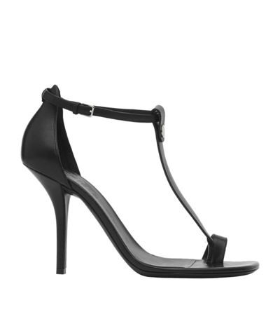 Shop Burberry Leather Toe-ring Sandals 100 In Black