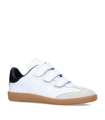 Shop Isabel Marant Leather Beth Sneakers In White