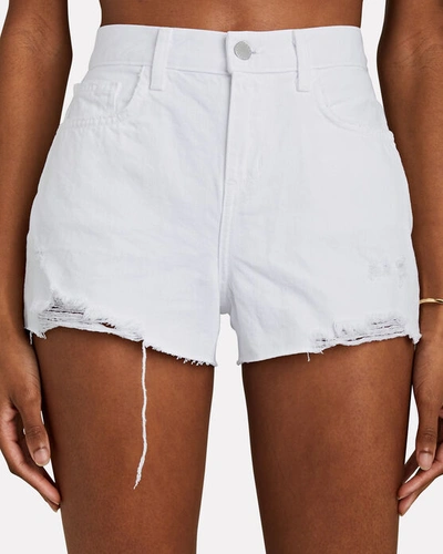 Shop L Agence Audrey Cut-off Denim Shorts In White