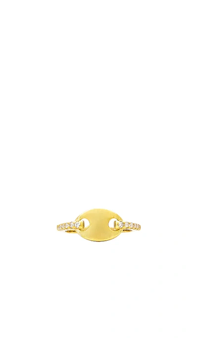 Shop Adinas Jewels Large Mariner Pave Band Ring In Metallic Gold