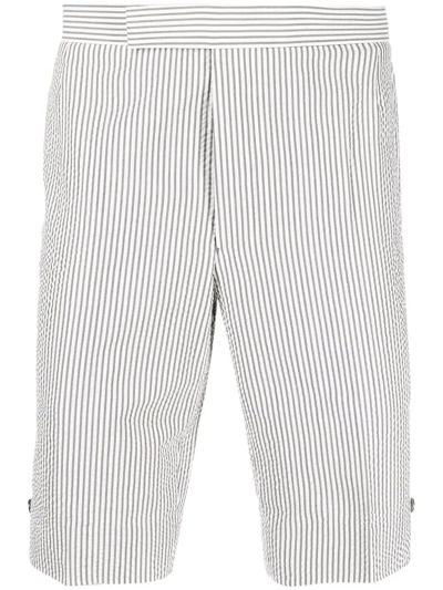 Shop Thom Browne Classic Backstrap Striped Shorts In Grey