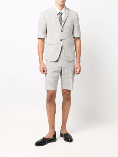 Shop Thom Browne Classic Backstrap Striped Shorts In Grey