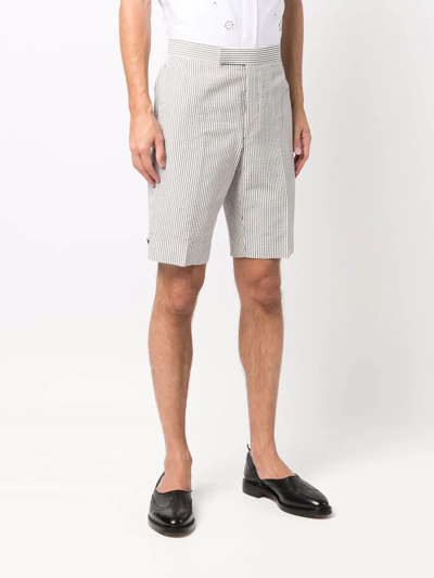 Shop Thom Browne Classic Backstrap Striped Shorts In Grey