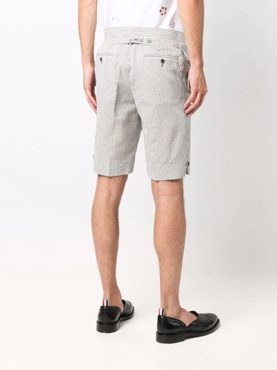 Shop Thom Browne Classic Backstrap Striped Shorts In Grey