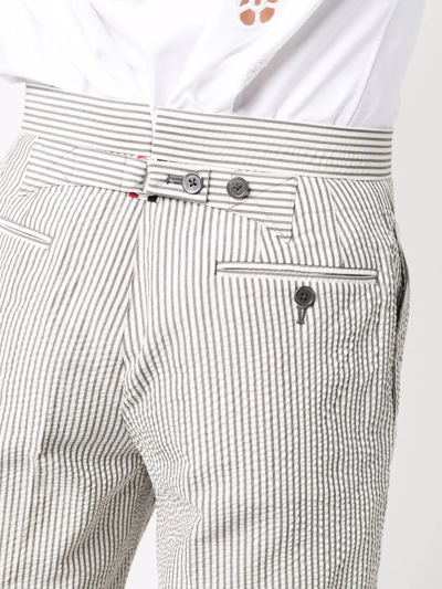 Shop Thom Browne Classic Backstrap Striped Shorts In Grey