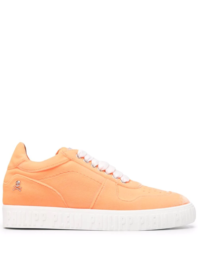 Shop Philipp Plein King Power Velvet Sneakers In Orange