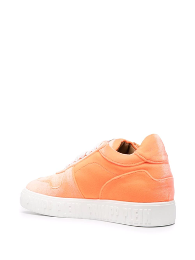 Shop Philipp Plein King Power Velvet Sneakers In Orange