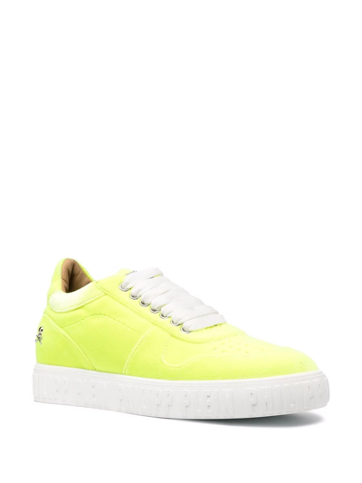 Shop Philipp Plein King Power Velvet Sneakers In Yellow