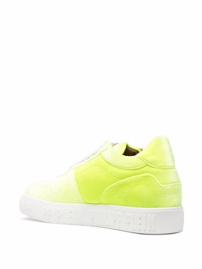 Shop Philipp Plein King Power Velvet Sneakers In Yellow