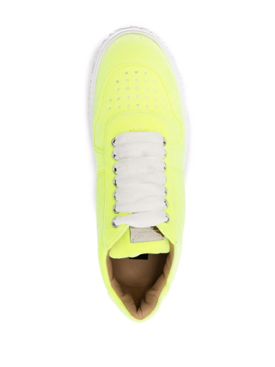 Shop Philipp Plein King Power Velvet Sneakers In Yellow