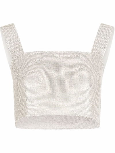 Dolce & Gabbana Crystal-embellished Cropped Top In Metallic
