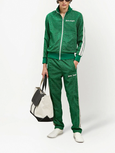 Palm Angels Glitter Lurex Track Jacket In Green