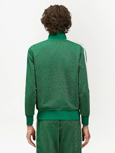 Palm Angels Glitter Lurex Track Jacket In Green