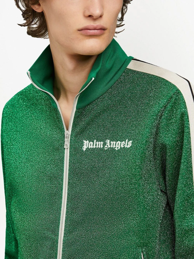 Palm Angels Glitter Lurex Track Jacket In Green