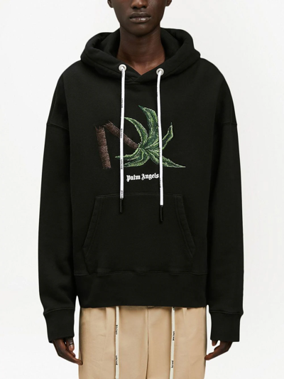 Palm Angels Oversize Broken Palm Graphic Hoodie In Black
