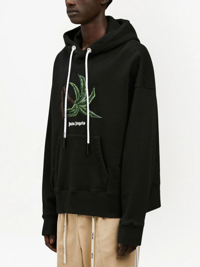 Shop Palm Angels Broken Palm Printed Hoodie In Black