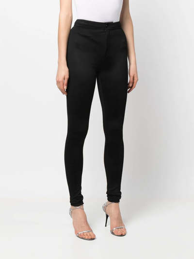Shop Saint Laurent Skinny-fit Jersey Trousers In Schwarz