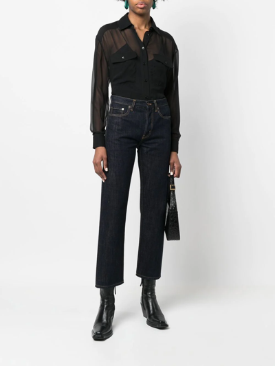 Shop Saint Laurent Venice Skinny Cropped Jeans In Blau