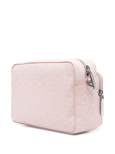 Shop Calvin Klein Monogram Faux-leather Crossbody Bag In Pink