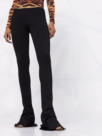 Shop Balmain Contrast-trim Bootcut Trousers In Black