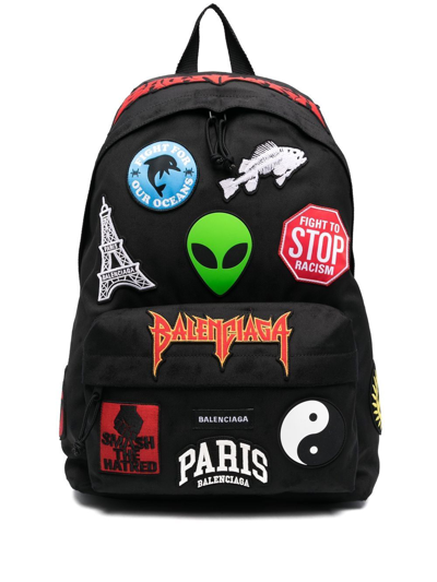 Shop Balenciaga Explorer Logo-patch Backpack In Schwarz
