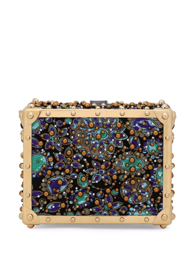 Dolce & Gabbana Dolce Box Embellished Shoulder Bag In Black