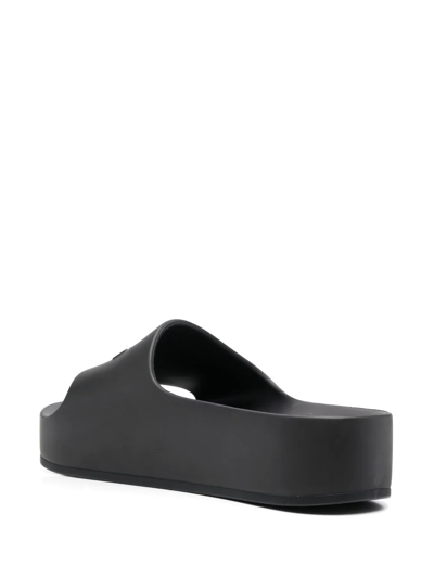 Balenciaga Womens Black Mono Platform Rubber Pool Slides 5 In Schwarz