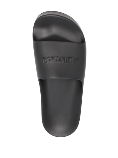 Balenciaga Womens Black Mono Platform Rubber Pool Slides 5 In Schwarz