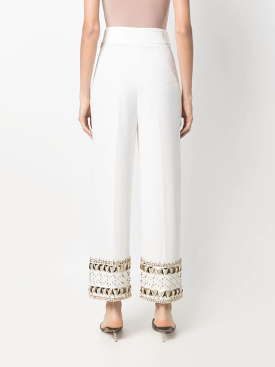 Shop Philipp Plein Cady Gold-studded Trousers In White