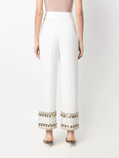 Philipp Plein Cady Gold-studded Trousers In White