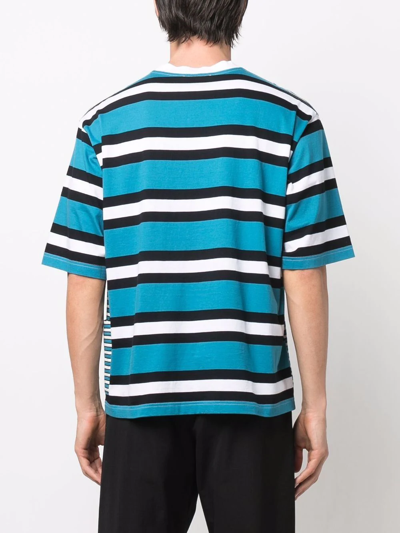 Shop Marni Striped Short-sleeve T-shirt In Blue