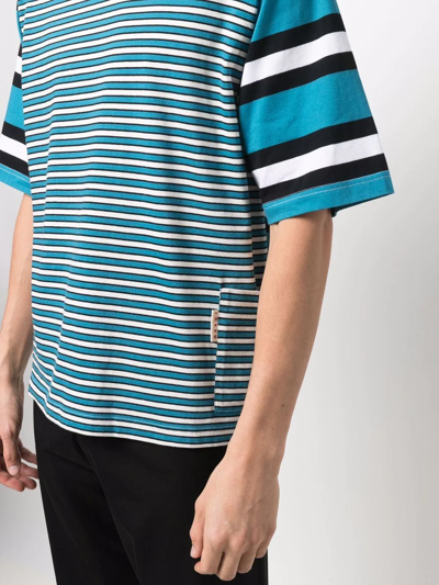 Shop Marni Striped Short-sleeve T-shirt In Blue