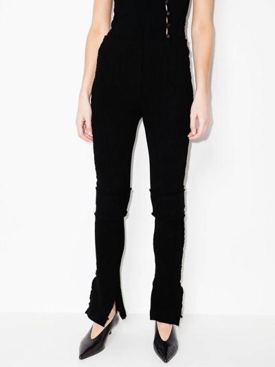 Talia Byre Exposed-seam Slim-fit High-rise Stretch-cotton Trousers In Schwarz