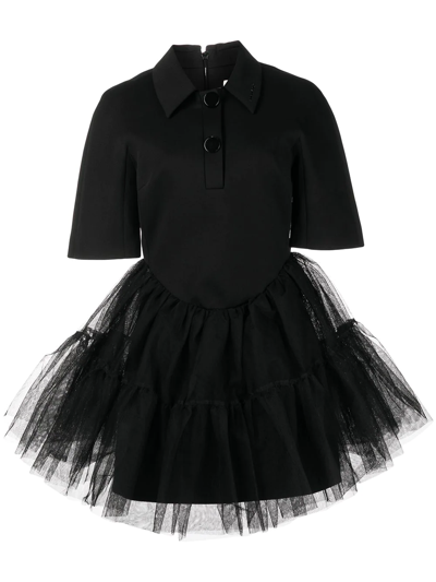 Shop Shushu-tong Short-sleeve Tutu Shirt Dress In Black