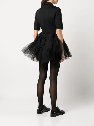 Shop Shushu-tong Short-sleeve Tutu Shirt Dress In Black