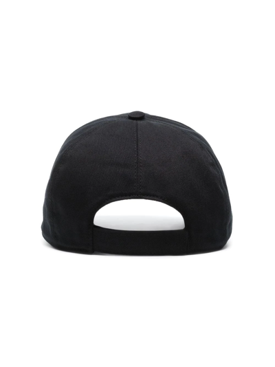 Versace Adjustable Logo Embroidered Cotton Cap In Schwarz