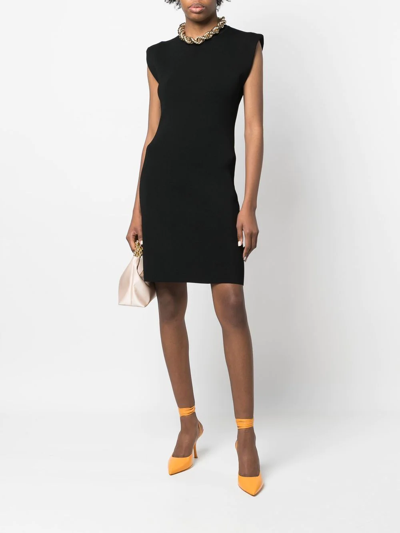 Shop Yves Salomon Fine-ribbed Sleeveless Mini Dress In Schwarz