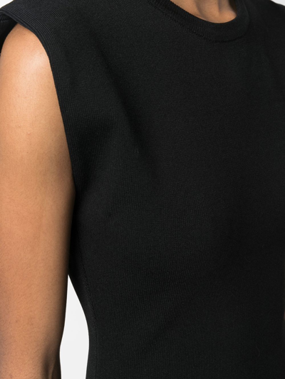 Shop Yves Salomon Fine-ribbed Sleeveless Mini Dress In Schwarz