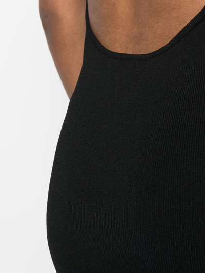 Yves Salomon Ribbed Cross-strap Midi Dress In Schwarz