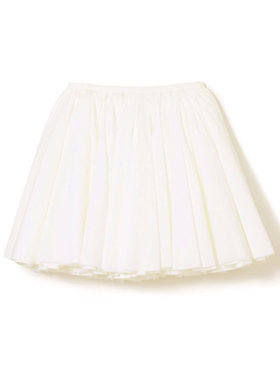 Oster wrap-effect pleated printed cotton mini skirt