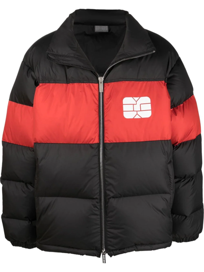 Shop Vtmnts Colour-block Puffer Jacket In Schwarz