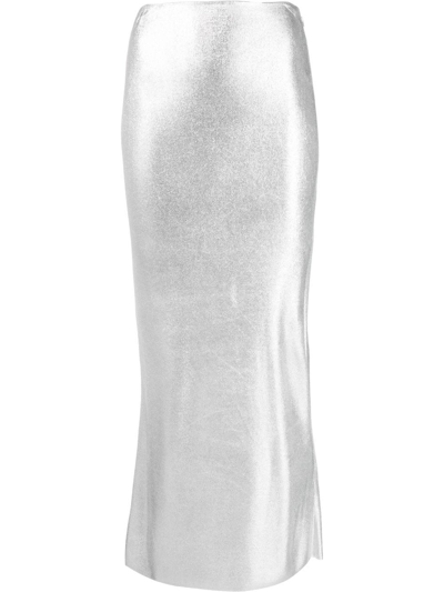 Tom Ford Glossy Viscose Jersey Pencil Skirt In Silber