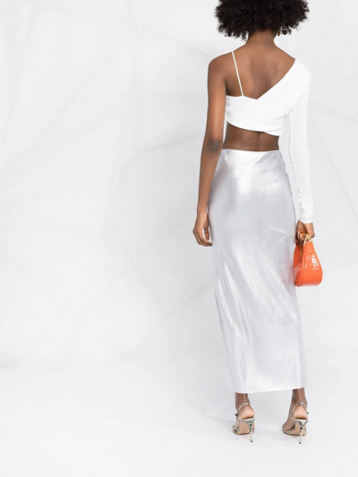 Tom Ford Glossy Viscose Jersey Pencil Skirt In Silber