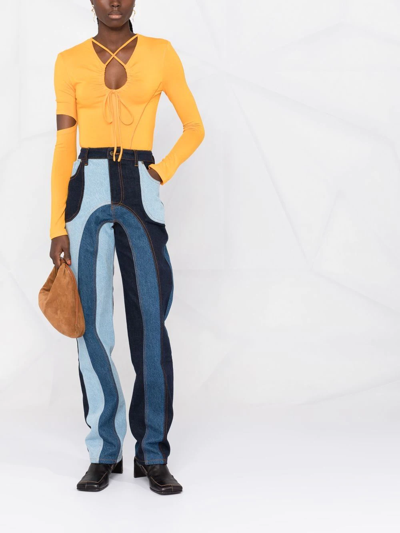 Andersson Bell Edie Crossover Long Sleeved Top In Orange