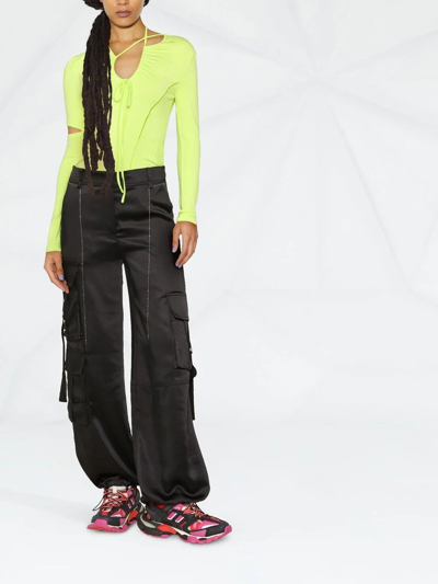 Shop Andersson Bell Inna Satin Cargo Trousers In Black