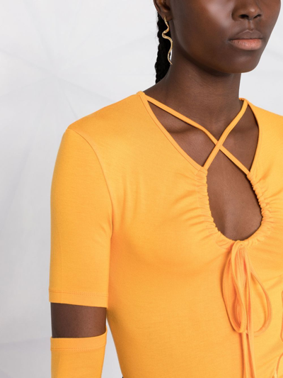 Andersson Bell Edie Crossover Long Sleeved Top In Orange